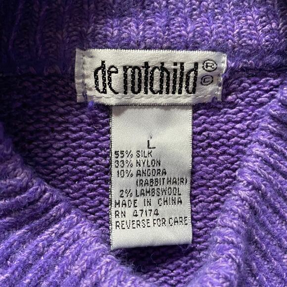 De Rotchild Silk/Angora/Lambswool Blend Mock Neck Sweater Sz L - Picture 7 of 11